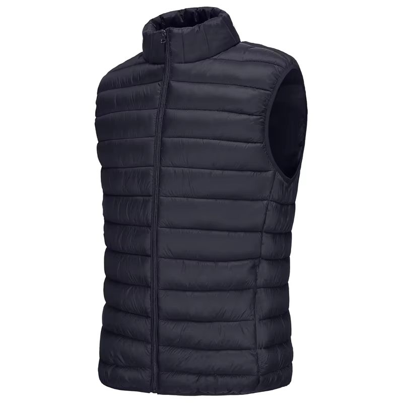 Men's Lightweight Autumn Outdoor Cotton Vest with Full Zipper and Pockets