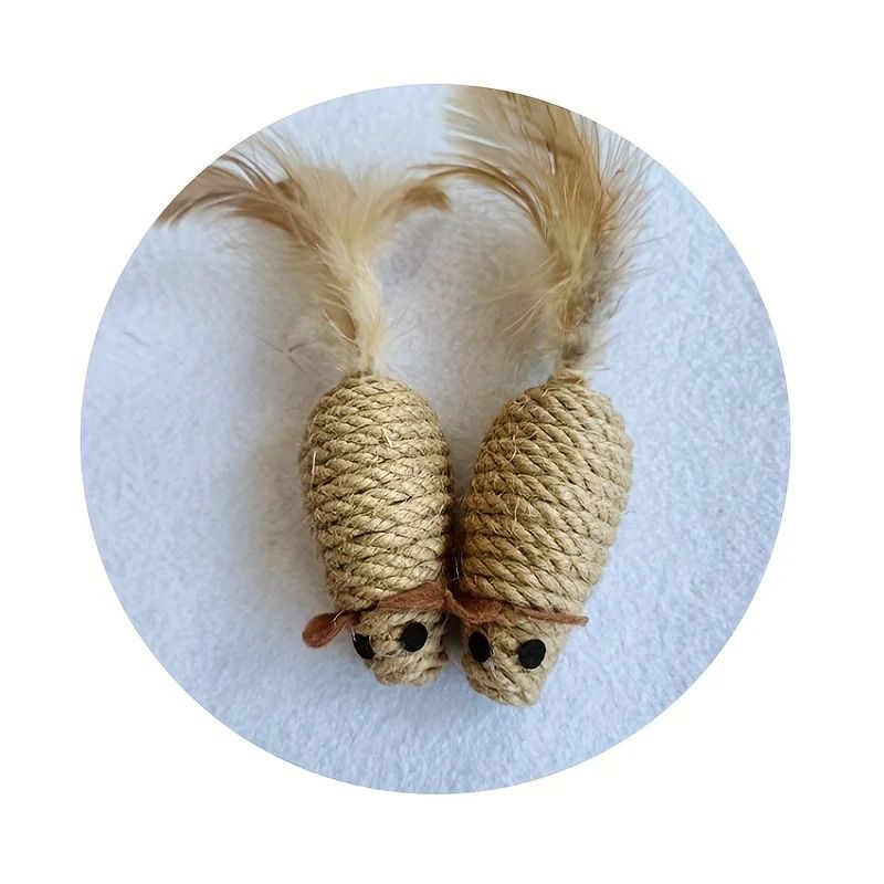 Sisal False Mouse Cat Toy – Bite-Resistant Stuffed Toy, Interactive Simulation Mice for Kittens, Self-Playing Plush Toy