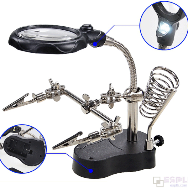 Precision Third Hand Soldering Stand with LED Magnifying Glass Adjustable Soldering Helping Hand Tool