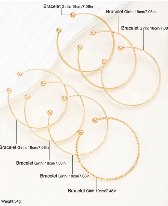 GoldPunk Heart Bracelet Set Womens Street Style Bangles