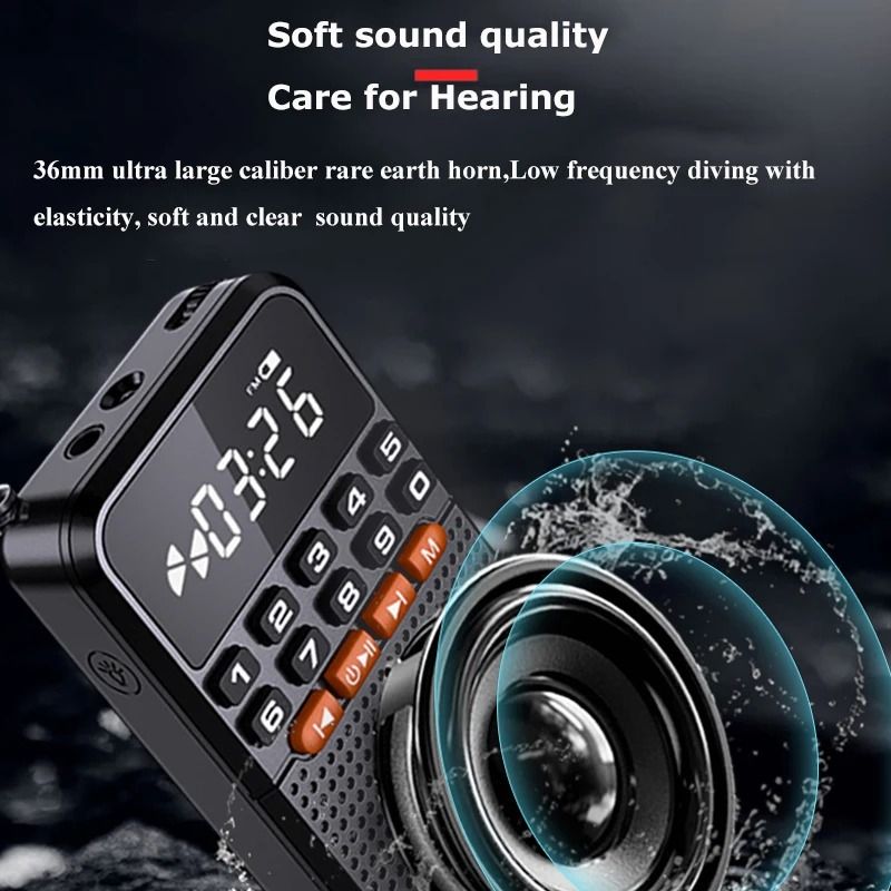 Mini Portable Pocket Radio with Dual Antenna Bluetooth Speaker and LED Display