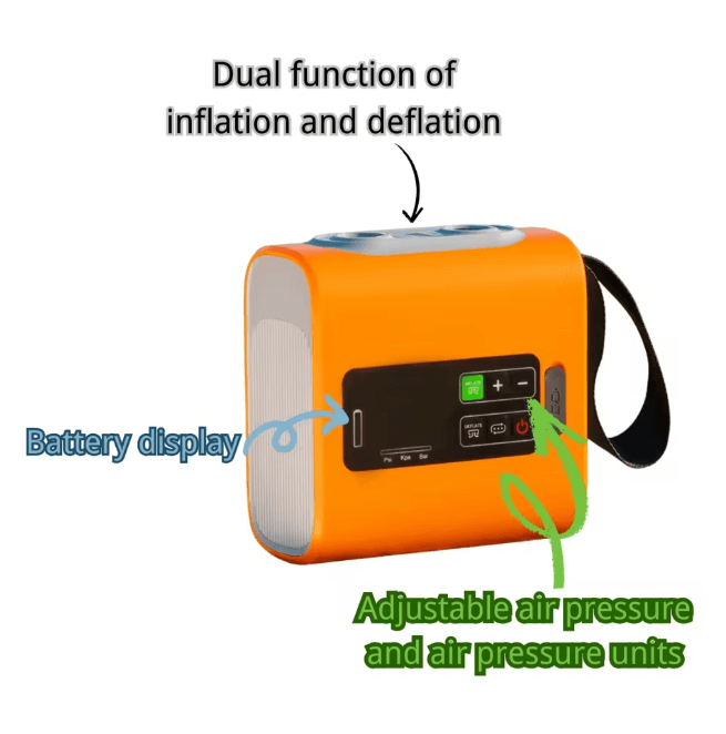 WESTTUNE Portable Wireless Air Pump Mini Electric Inflator and Deflator for Travel and Outdoor Use