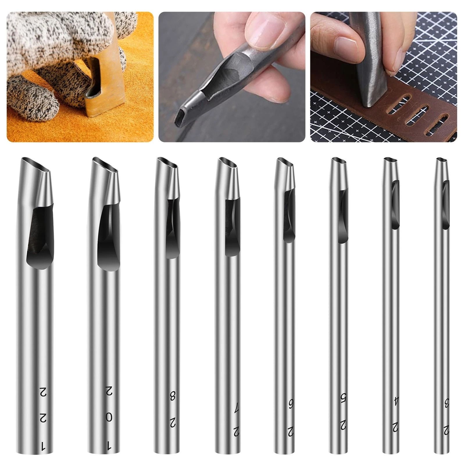 Leather Punch Set, Heavy Duty Oval Shape Punches, Precision Hole Punch Tool