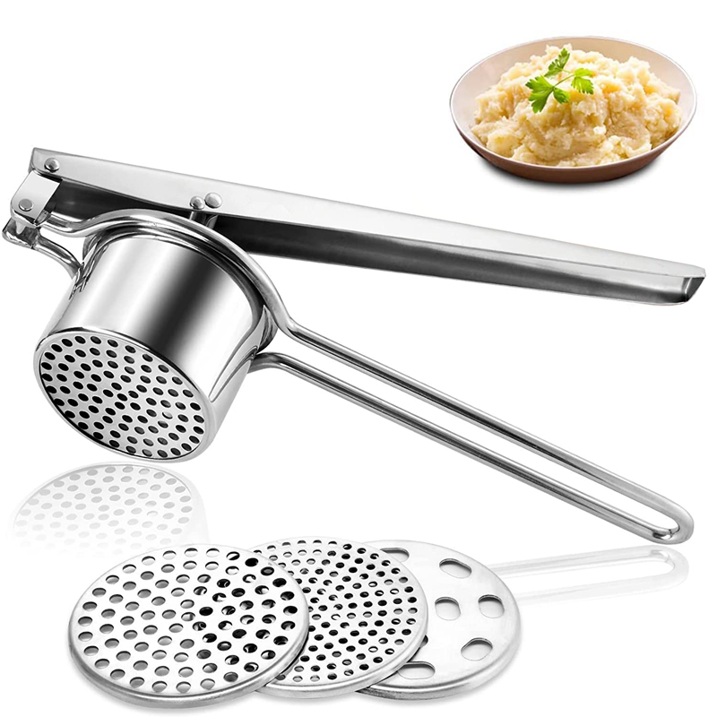 Manual Stainless Steel Potato Ricer with Discs and Fruit Juicer Lemon Squeezer Masher