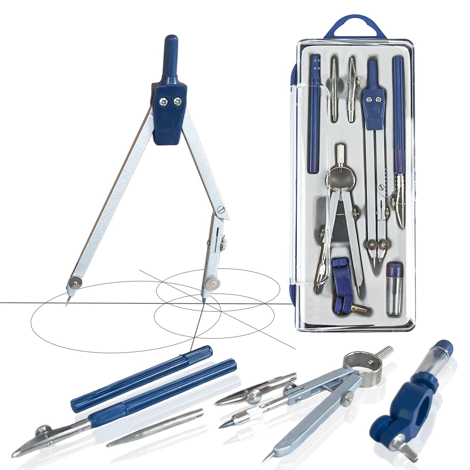 Precision Geometry Compass Set Professional Math Drafting Kit with Metal Tools