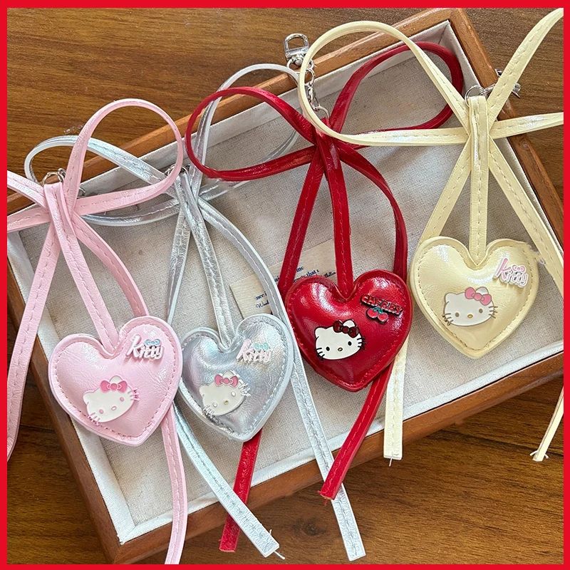 Cute Cartoon Kitten Plush Keychain – Heart Shaped PP Cotton Backpack & Car Hanging Pendant Gift
