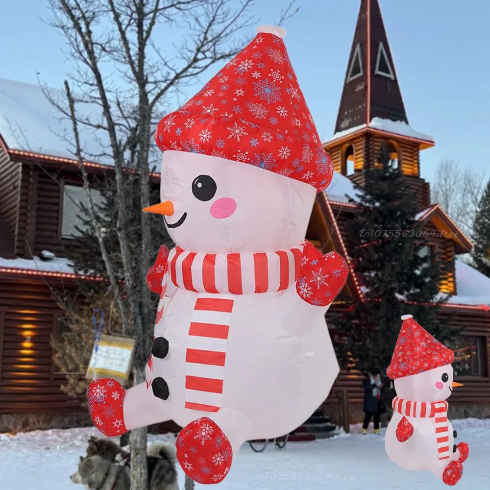 1.2M Inflatable Sitting Snowman Christmas Yard Decoration with LED