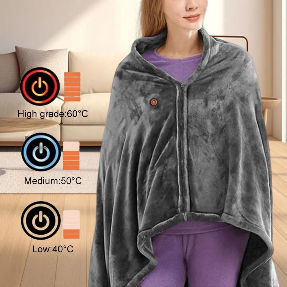 All-Season Portable USB Heated Blanket & Electric Heating Shawl – Washable, Rechargeable Outdoor Warming Wrap