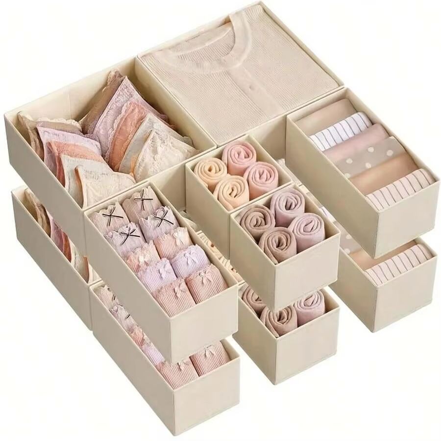 Space-Saving Foldable Underwear Organizer Set Drawer & Closet Storage Boxes (6/12 Pieces)