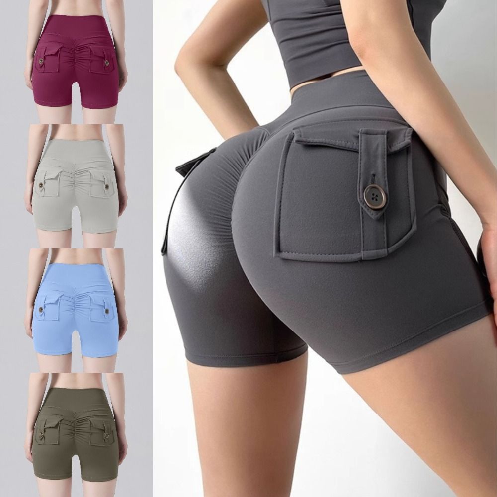 Breathable High Waist Peach Butt Shorts, Push Up Scrunched Butt Fitness Shorts for Yoga and Exercise
