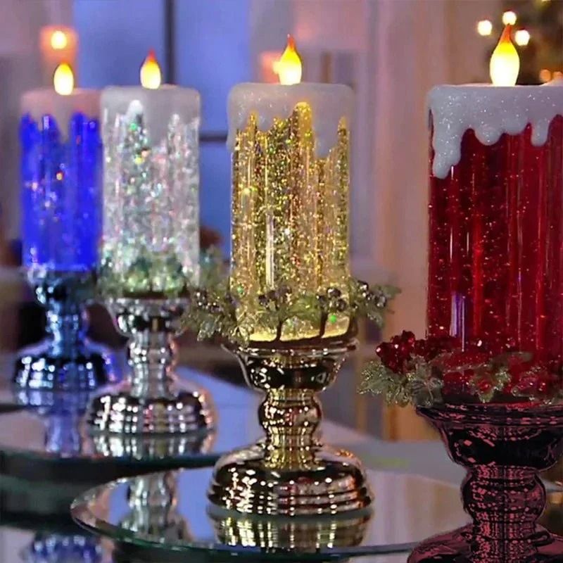 Christmas LED Candle Light Decorative Night Light Swirling Glitter Fantasy