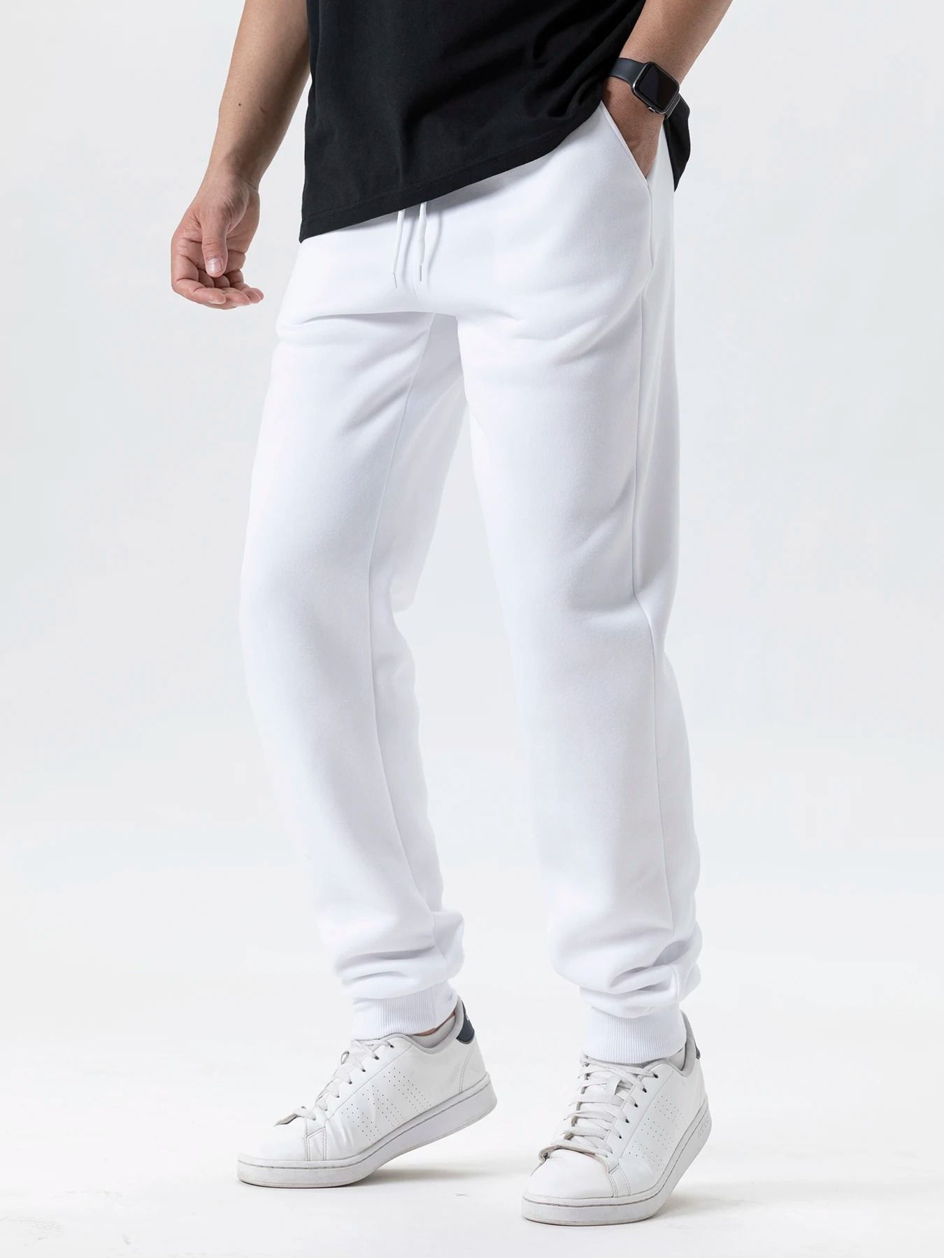 Mens Autumn Winter Fleece Sweatpants Baggy Joggers Elastic Waist