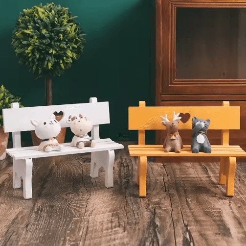 Miniature Fairy Garden Bench – Wooden Dollhouse Decor & Micro Landscape Accent