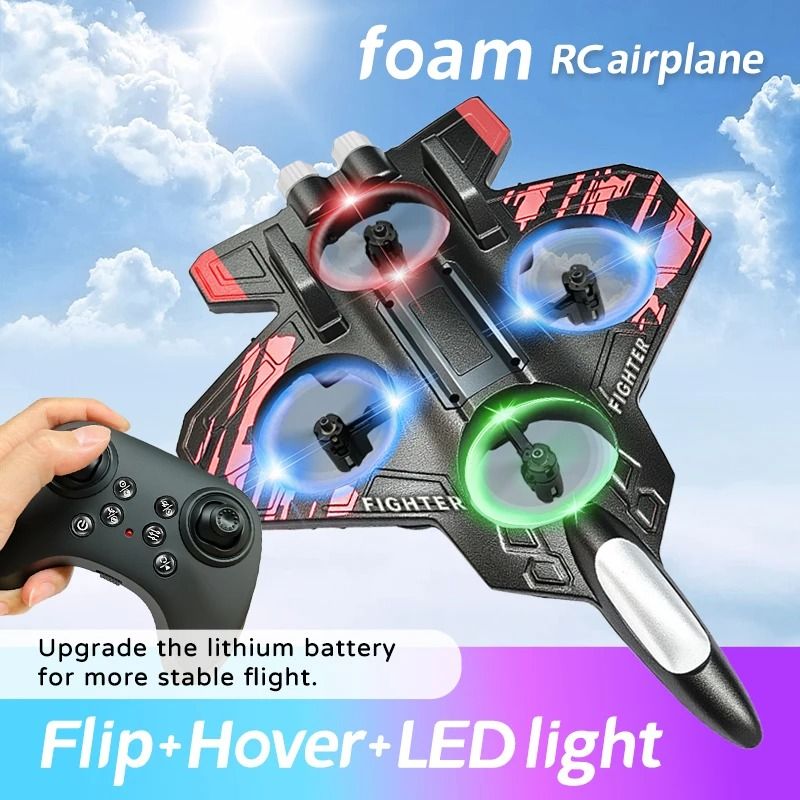 L101 RC Foam Airplane 2.4G Remote Control Fighter Jet with LED Lights and Stunt Flight