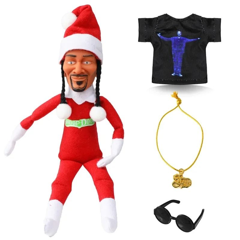 Snoop on a Stoop Christmas Plush Elf Doll Shelf Decor