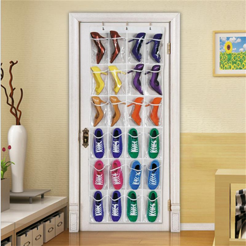 Hanging Shoe Holder Hanger with Mesh Pockets, Over The Door Shoe Rack for Closet Organization