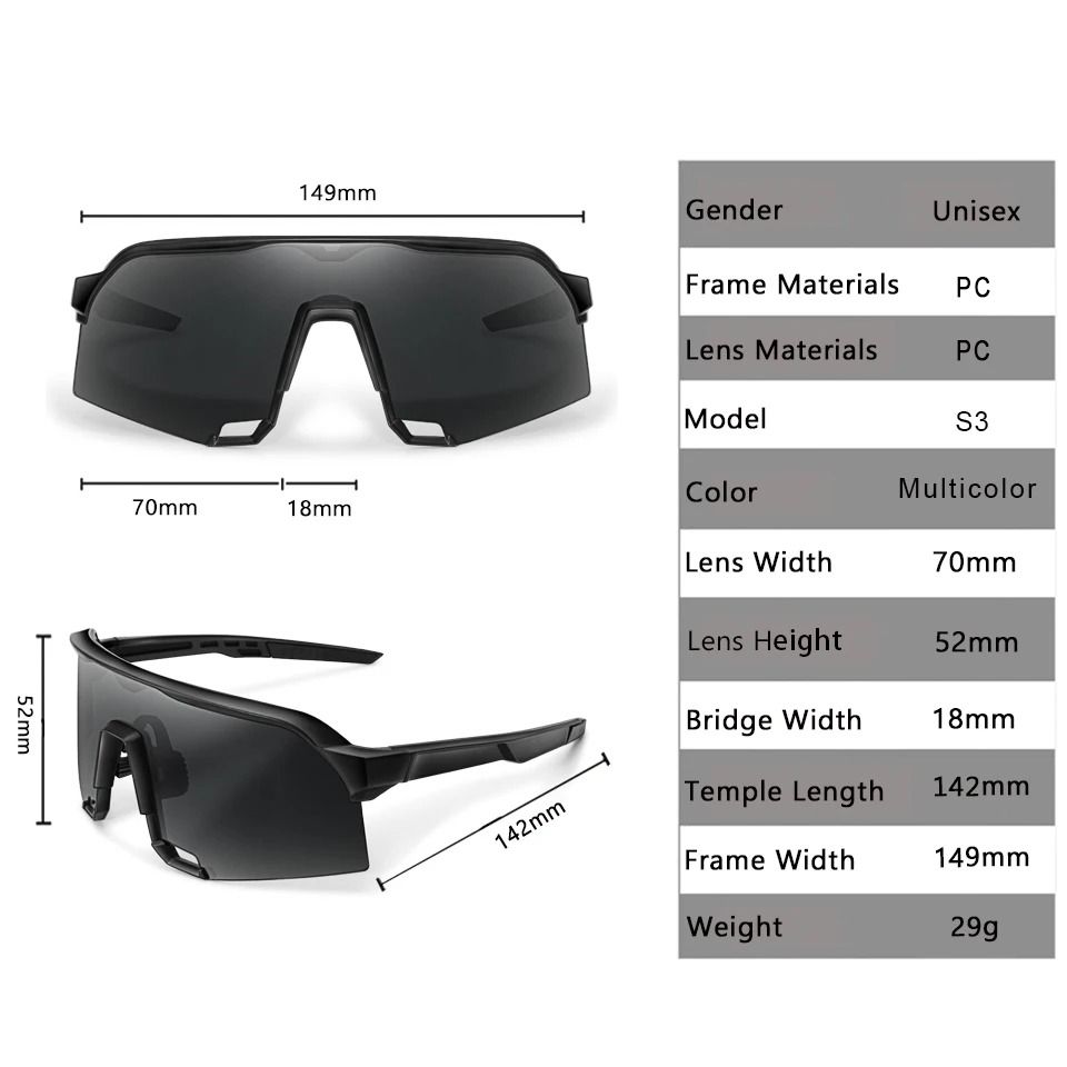 Oversize Windproof Outdoor Sports Sunglasses for Cycling Hiking and Camping