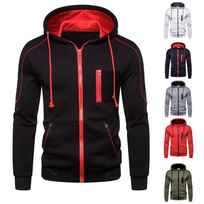Mens Color Block Fleece Hoodie for Winter Comfort