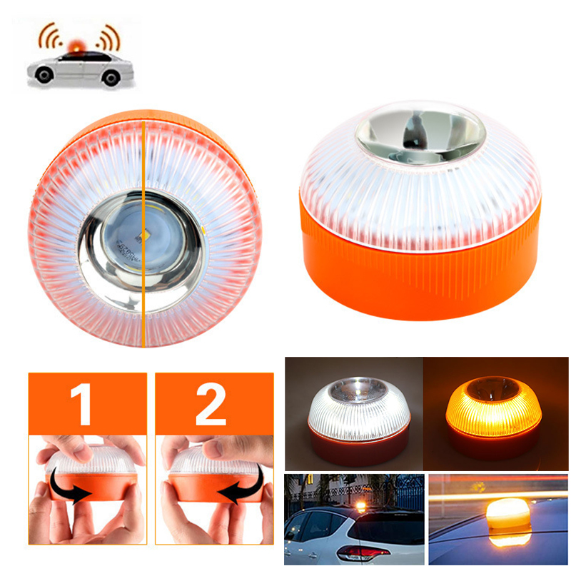 Magnetic LED Car Beacon, Emergency Safety Strobe Light & Roadside Flashlight Lamp