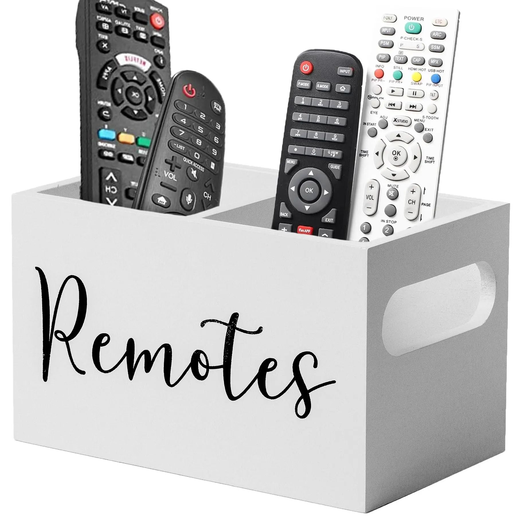 Wooden Remote Control Organizer Desktop Storage Holder