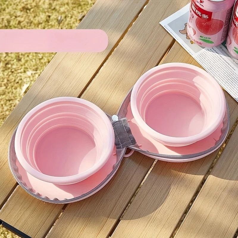 Foldable Silicone Double Pet Bowl