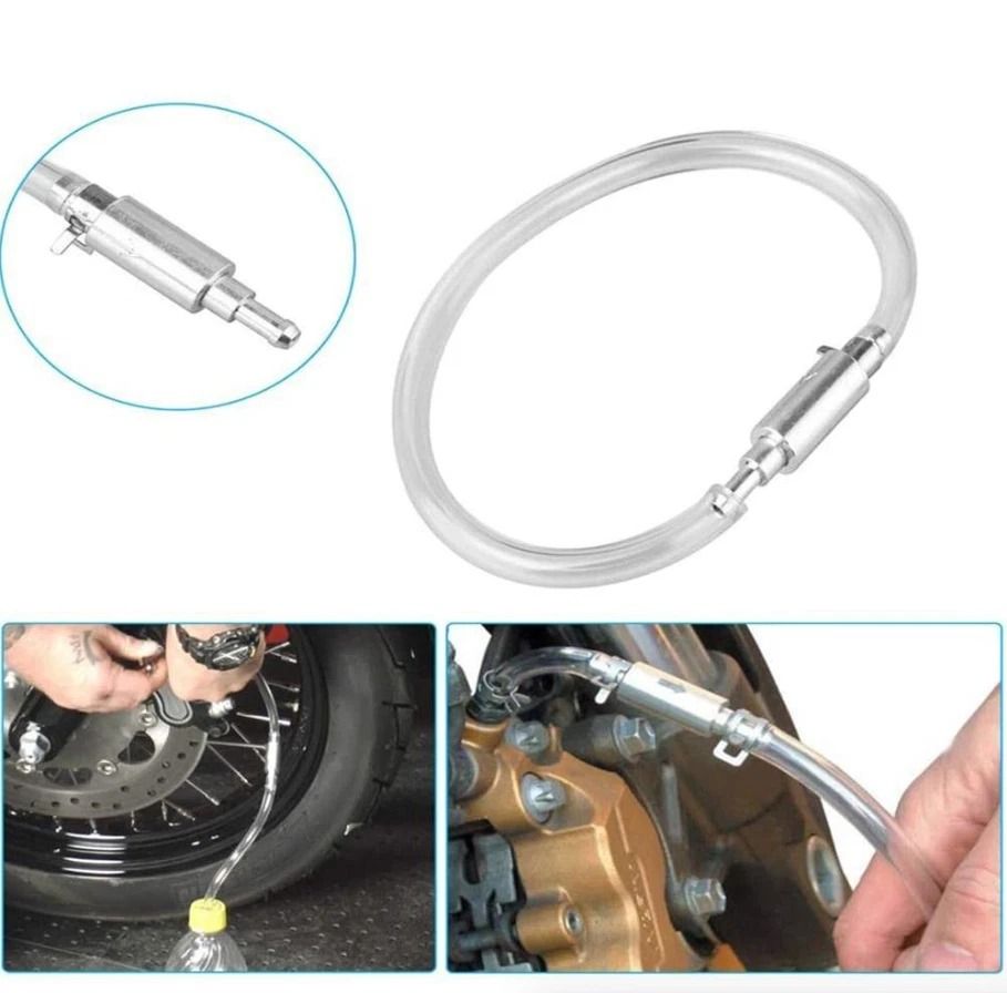 Car & Motorcycle Brake Clutch Bleeder Hose Set with One-Way Valve Tool