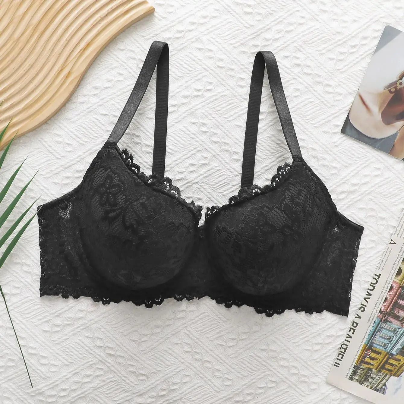 Viomisha Lady Deep Cup Lace Push-Up Bra - Full Back Coverage Plus Size Lingerie