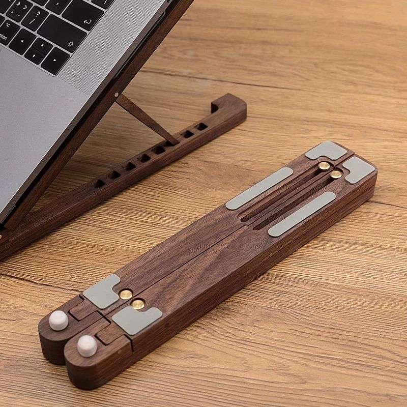 Foldable Wooden Laptop Stand Adjustable Height