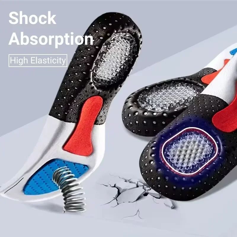 Silicone Gel Sports Insoles for Men & Women, Arch Support Inserts for Running, Walking, and Athletic Footwear