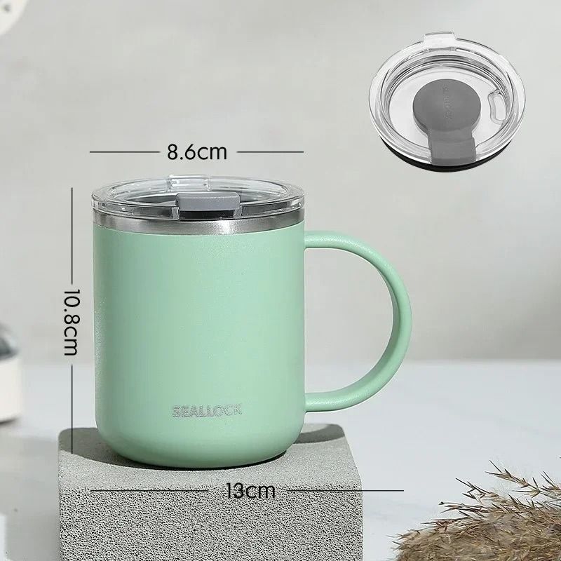 304 Stainless Steel Insulated Water Cup – 450ml Anti-Scalding Milk & Juice Mug with Lid
