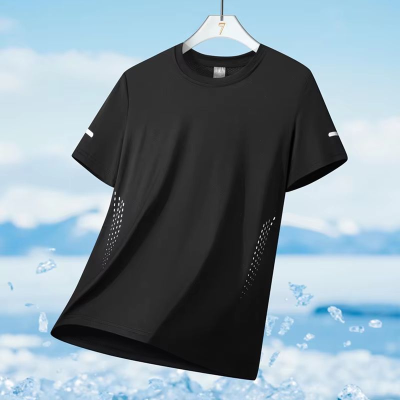 Men's Ice Silk Quick-Dry Reflective Running T-Shirt - Breathable Fitness Top (Up to 5XL)