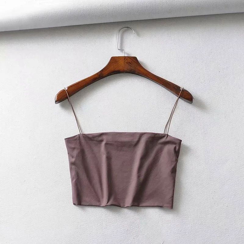 Women's Sexy Elastic Cotton Crop Cami – Sleeveless Summer Bar Tank Top