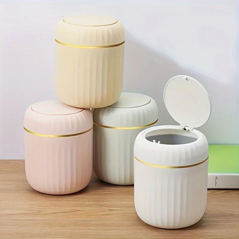 Compact mini desk trash can with Lid – Stylish Desktop Waste Bin Organizer for Home & Office