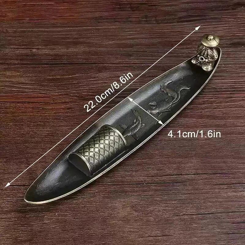 Boat-Shaped Creative Incense Burner with Fishing Old Man Design