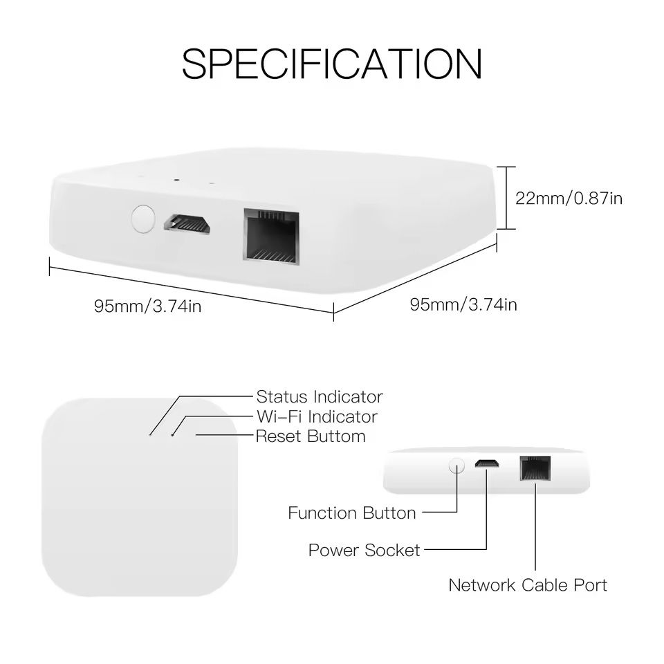 Smart Wired Multi-Mode Gateway Hub with ZigBee and Bluetooth Mesh