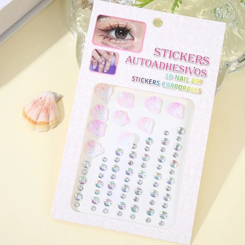MermaidGlow Mermaid Face Gems 3D Crystal Face Gem Stickers Shell Diamond Body Art
