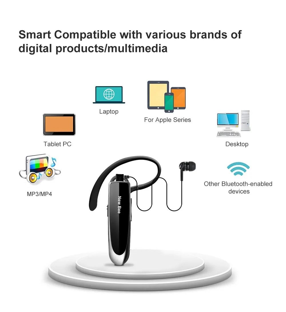 Wireless Bluetooth Earphone with Long Battery Life and Noise Cancelling Mic