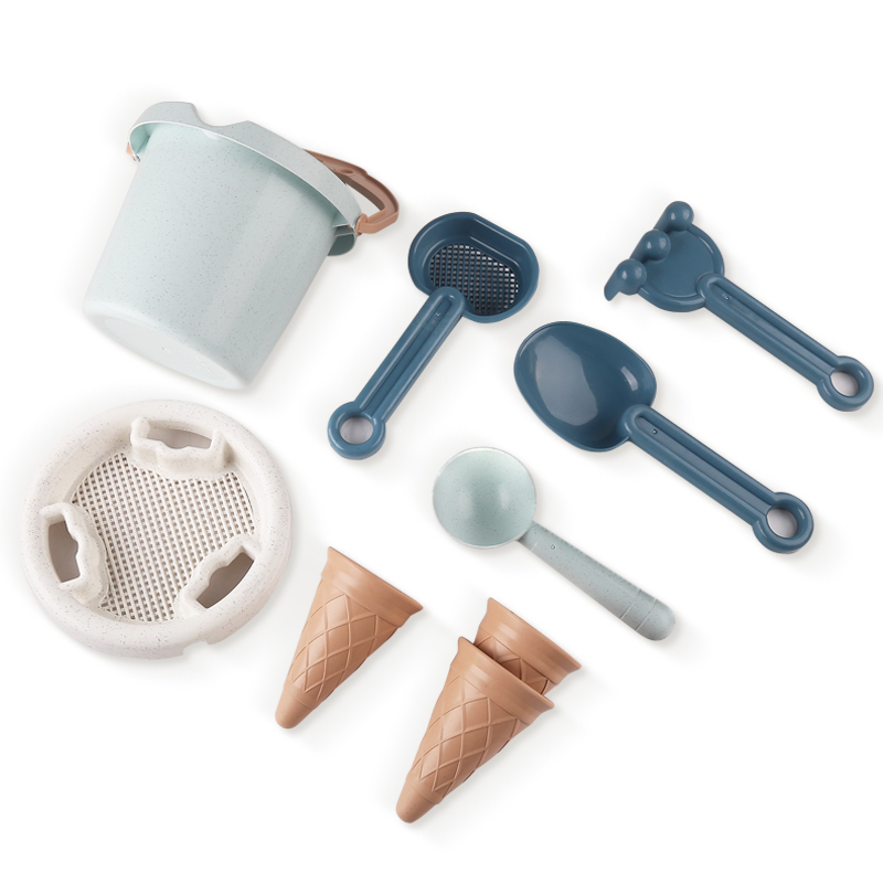 Kids Beach Bucket Ice Cream Sand Toy Set with Mold & Sifter