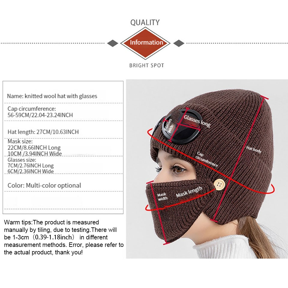 Warm Knitted Hat for Women, Winter Pilot Ear Protection Hat, Windproof Cold Proof Hat with Mask