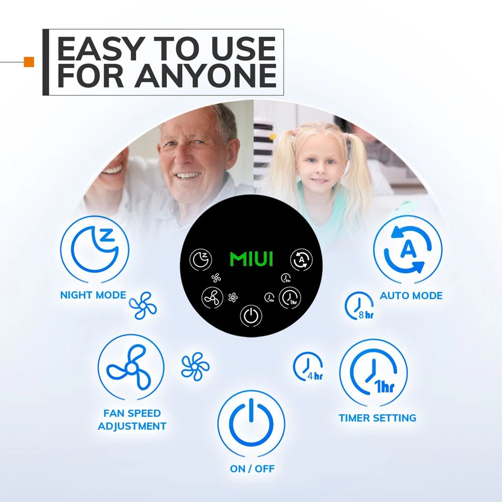 2-in-1 Air Purifier with Humidifier Combo for Home Allergies and Pets Hair, Mode for Smokers in Bedroom