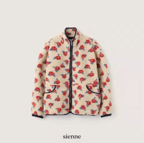 Oversized Floral Print Jacket Zipper Winter Casual Commute Outerwear