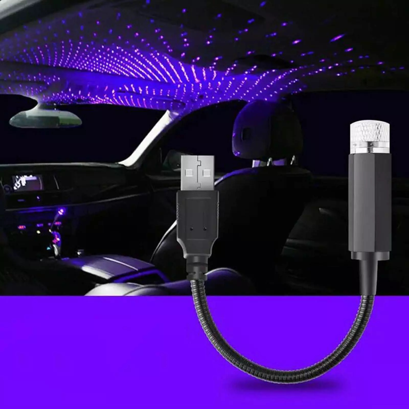 USB Powered LED Starry Sky Night Light Galaxy Star Projector Lamp for Room Car Roof Ceiling Decor Plug and Play