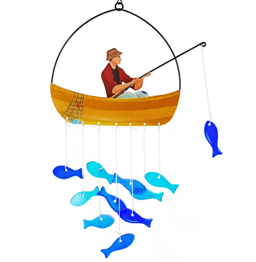 21 Blue Sea Glass Fish Wind Chimes – Outdoor Garden Suncatcher Gift for Mom & Women