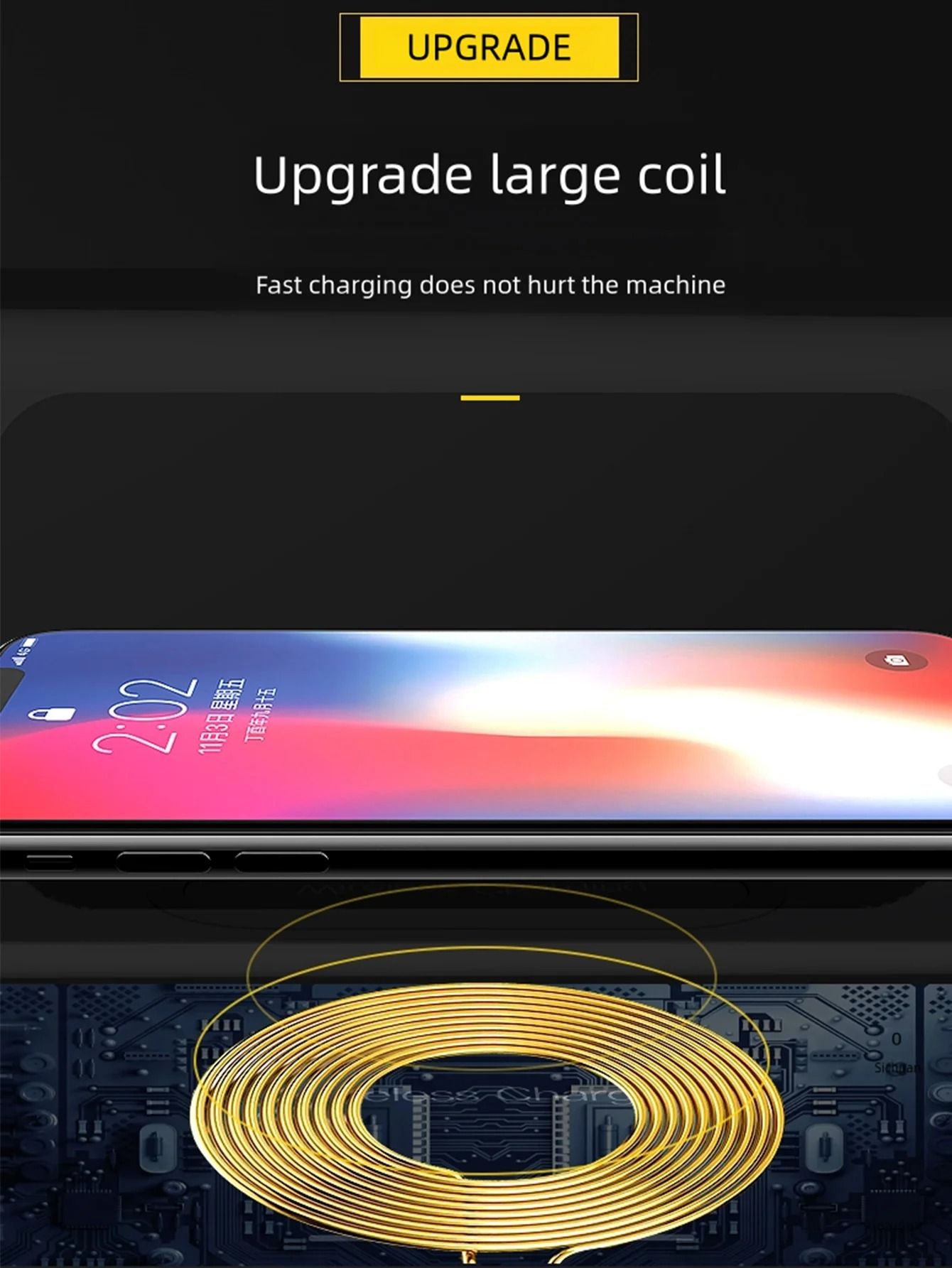 3 in 1 Wireless Charger with LED Desktop Clock and Calendar