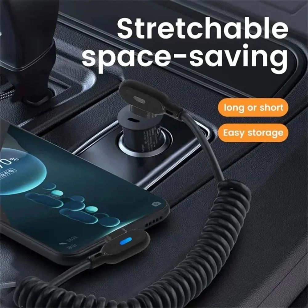 High-Speed 6A Retractable Spring USB-C Fast Charging Cable