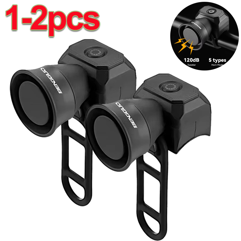 USB Charging Bicycle Bell, Electric Horn, Waterproof Safety Ring, 5 Modes Mountain Bike Warning Bell
