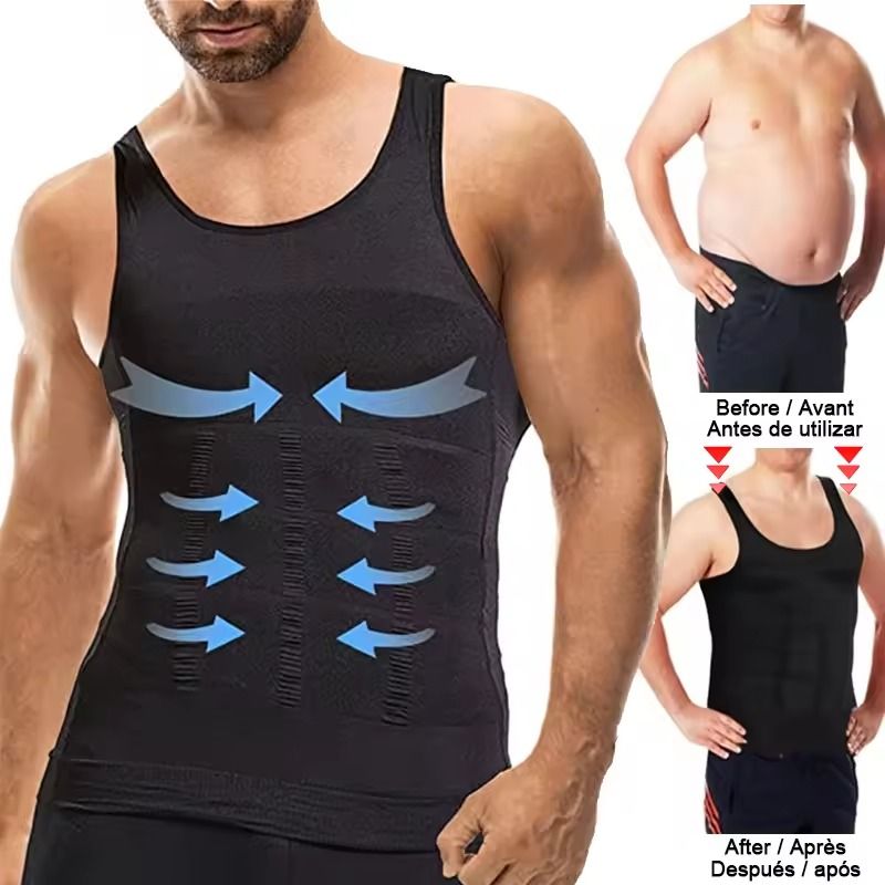 Mens Compression Shaper Tank Top for Abs and Tummy Control