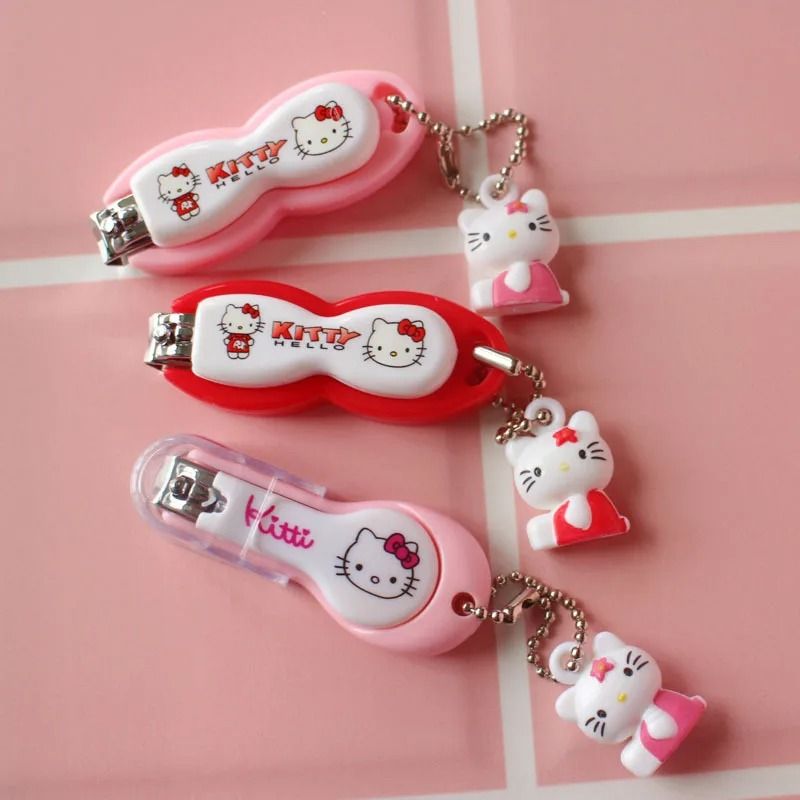 Hello Kitty Cute Nail Clipper with Keychain Portable Cartoon Nail Trimming Tool