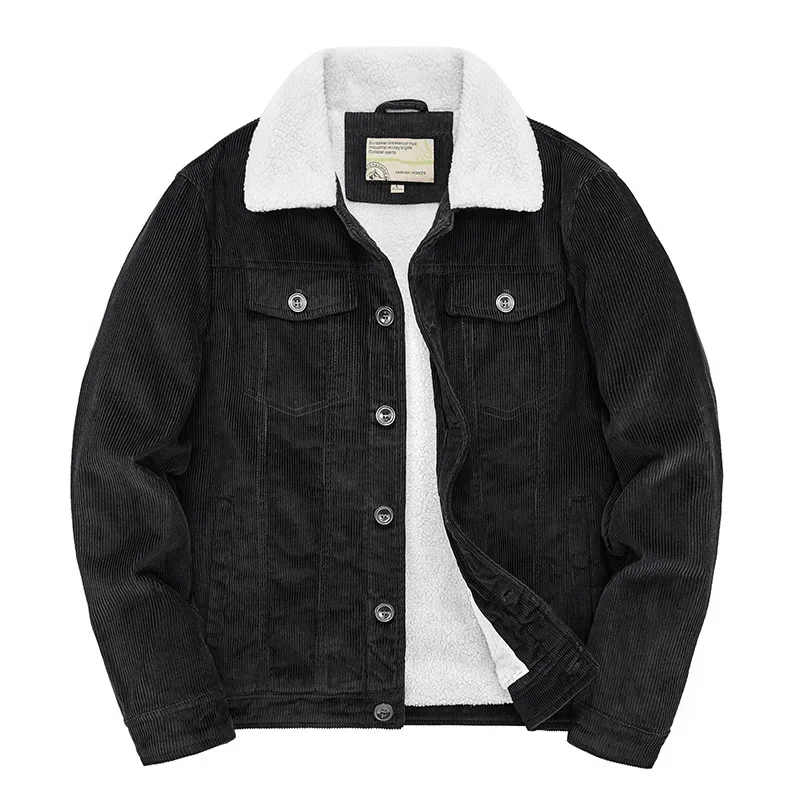 Male Cotton Jackets, Padded Warm Loose Parka Coat, Corduroy Short Jacket, Solid Zip Windbreaker, Winter Fleece Jacket