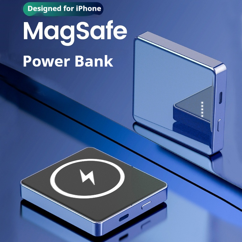 Wireless Magnetic PowerBank, Ultra Thin Magsafe Power Bank 10000mAh, External Battery for iPhone Samsung